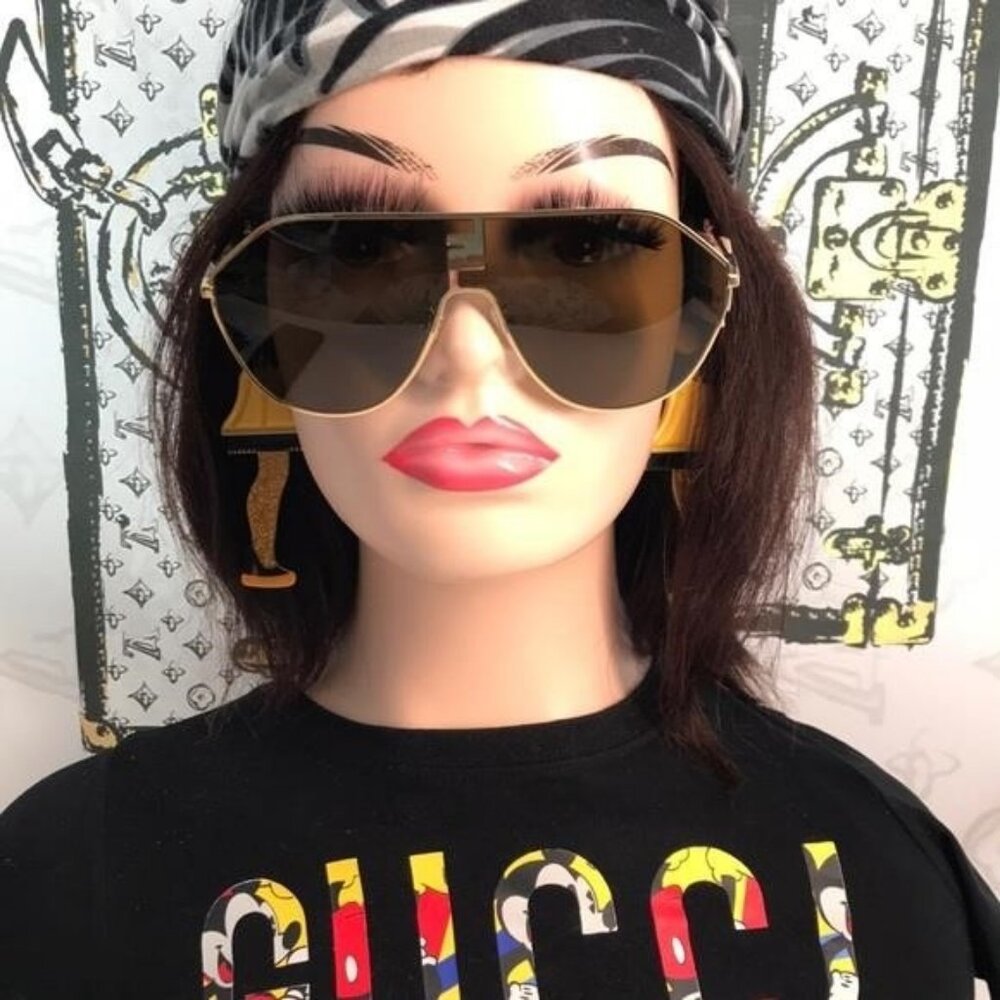NEW Fendi FE40080U 30E Aviator Sunglasses – Gold / Brown 65mm – 100% Authentic - Picture 5 of 11